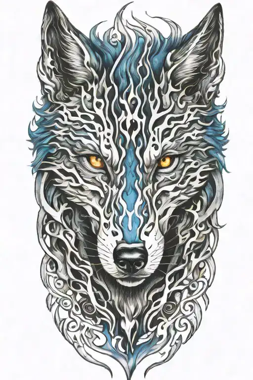 Wolf Blue Eyes Fire Flames