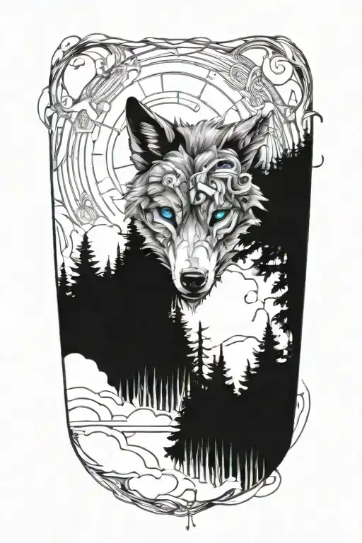 Wolf Blue Eyes Forest Landscape