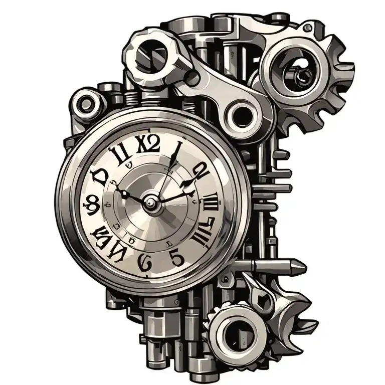 Wrenches Engine Parts Clock
