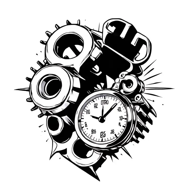 Wrenches Engine Parts Clock