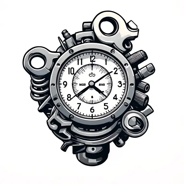 Wrenches Engine Turbo Parts Clock