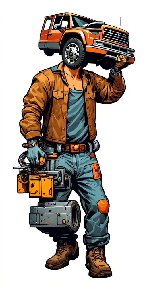 Heravy Truck Mechanic Working