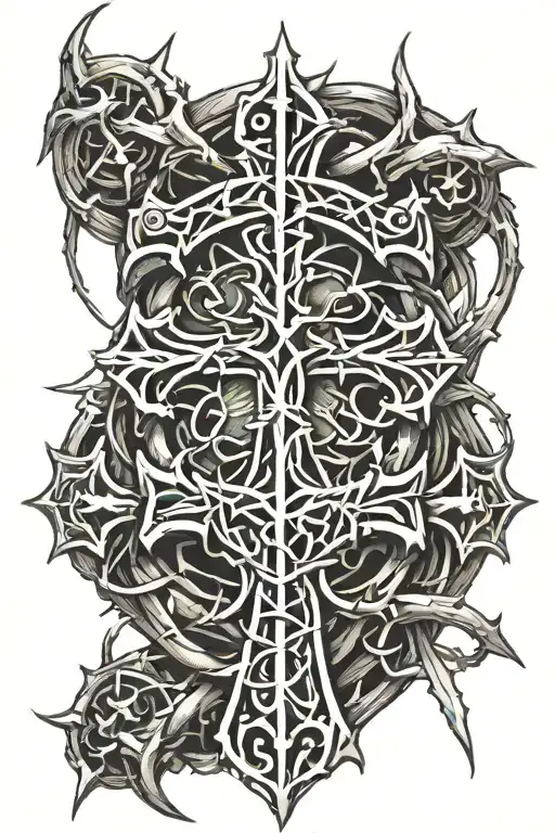 A Cross With The Crown Of Thorns On It