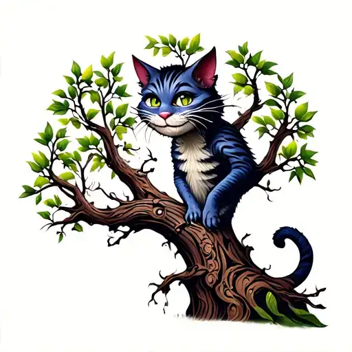 Happy Cheshire Cat In A Tree