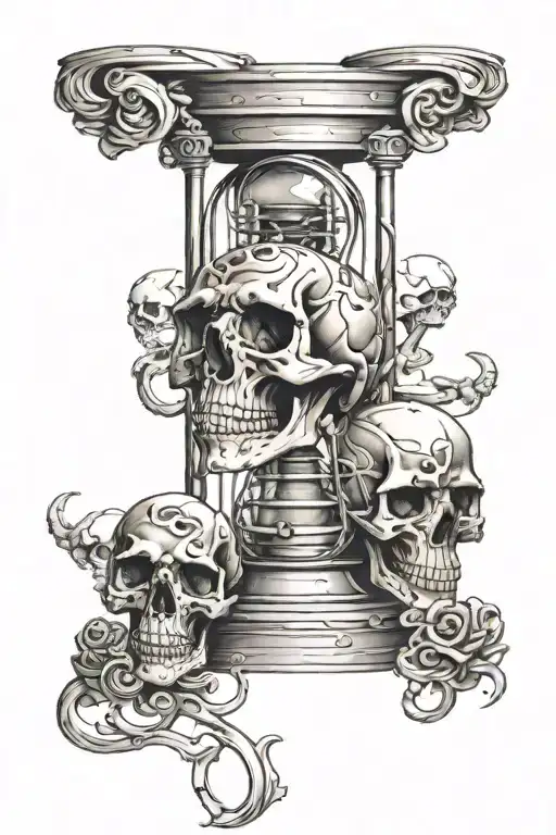 Hour Glass With Skulls