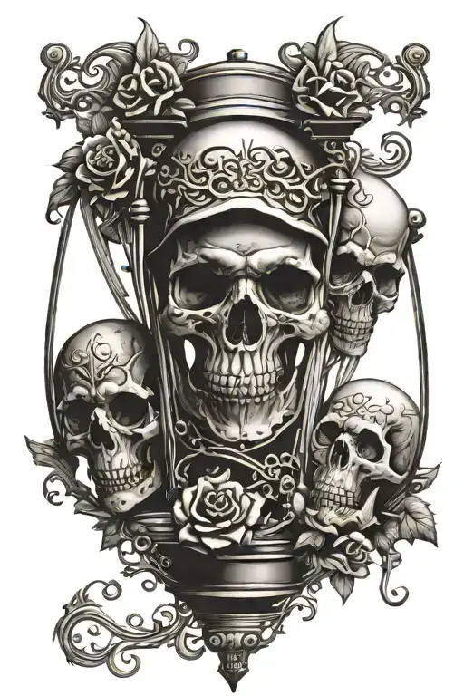 Hour Glass With Skulls Representing Dark Periods