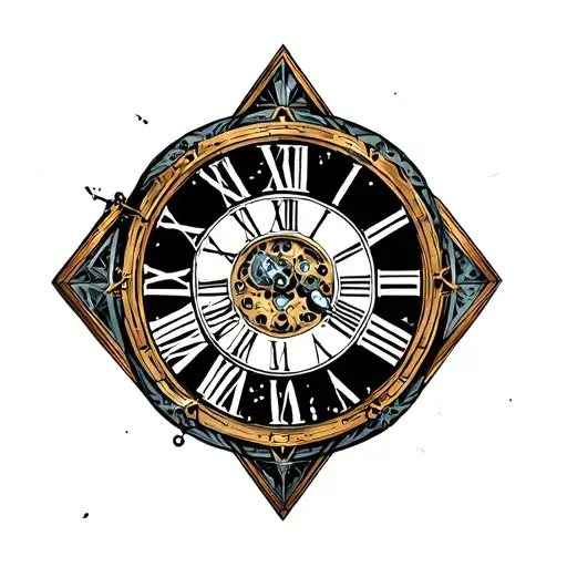 Geometric Clock Hands Surrounded