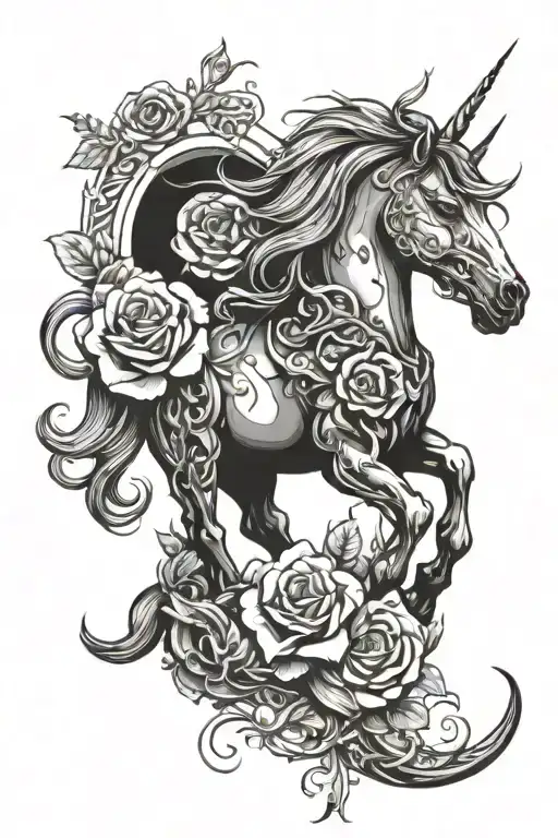 Creative Mythical Unicorn With Roses