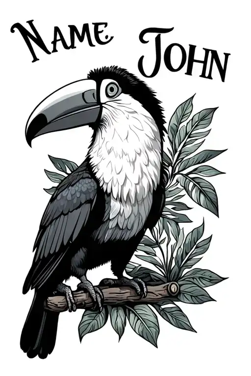 Name John Next To A Tucan Bird Sitting