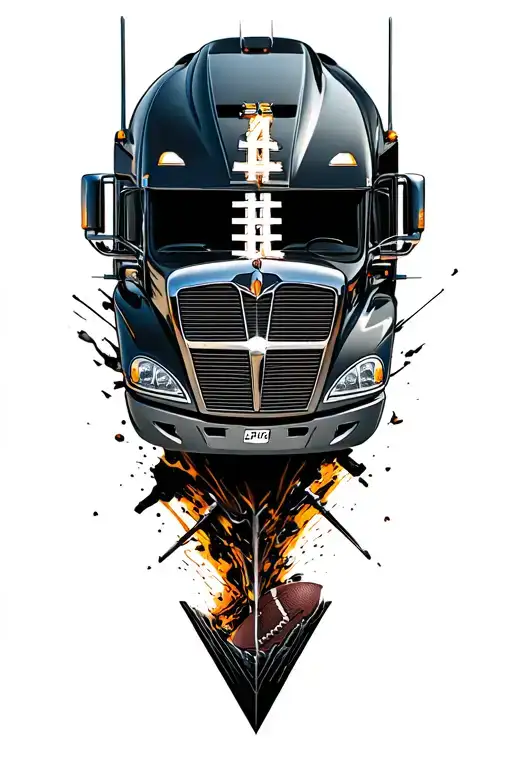 18 Wheeler With 22 On The Grill Breaking Through Football