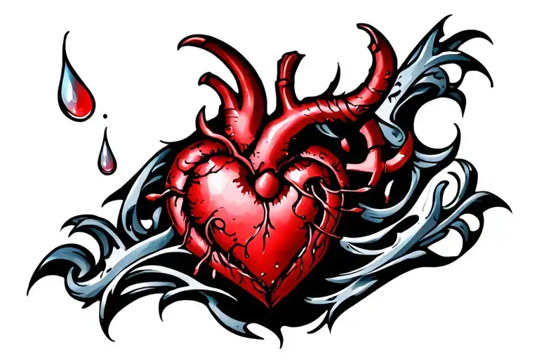 Hart Tatoo With Teardrops