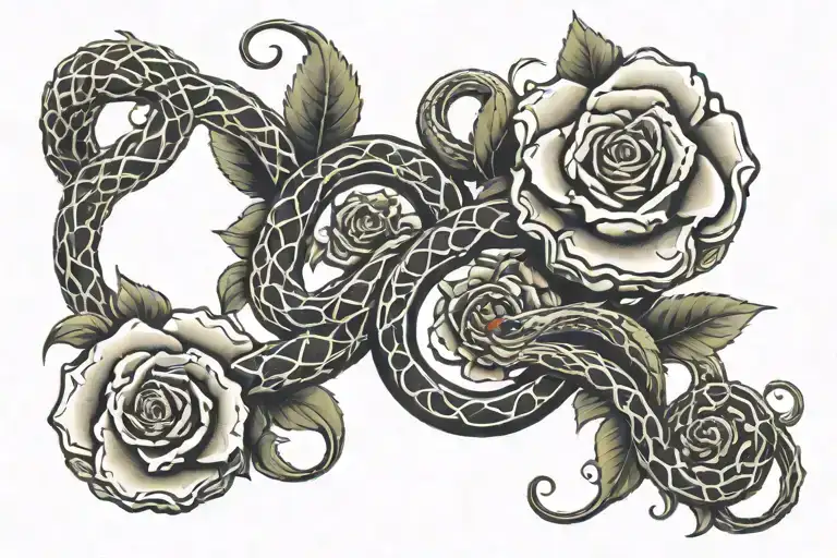 Snakes And Roses Intertwined