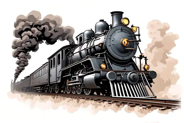 Steam Train Going On Tracks Fading