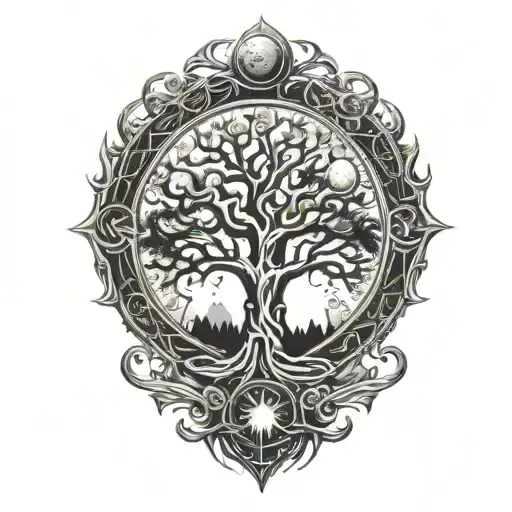 Tree Of Life And Sun And Moon