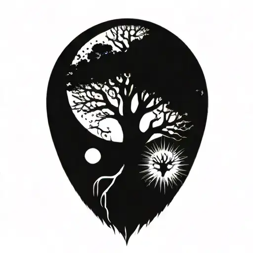 Tree Of Life And Sun And Moon