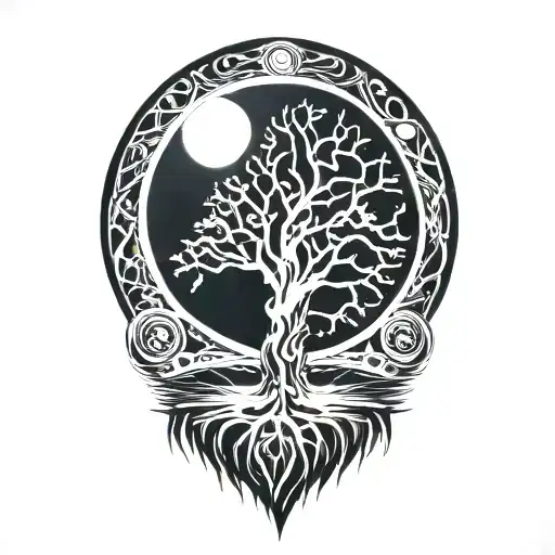 Tree Of Life And Sun And Moon