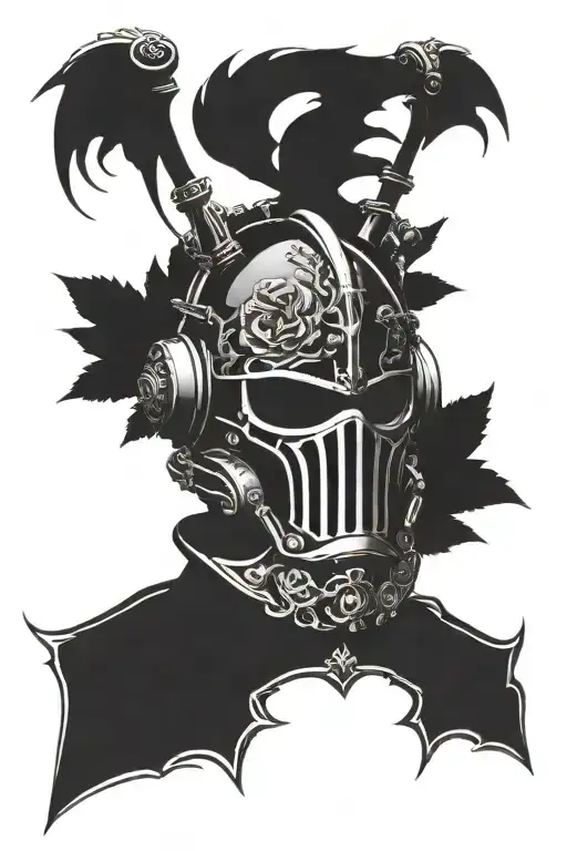 Warhammer 40K Night Lords Ornate Power Armour Helmet With Bat Wings Coiled With Vines And Roses