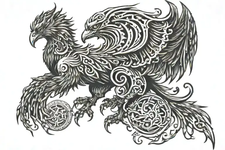 Fo Re Arm Tattoo Featuring Gemini Phoenix Rising From Flames