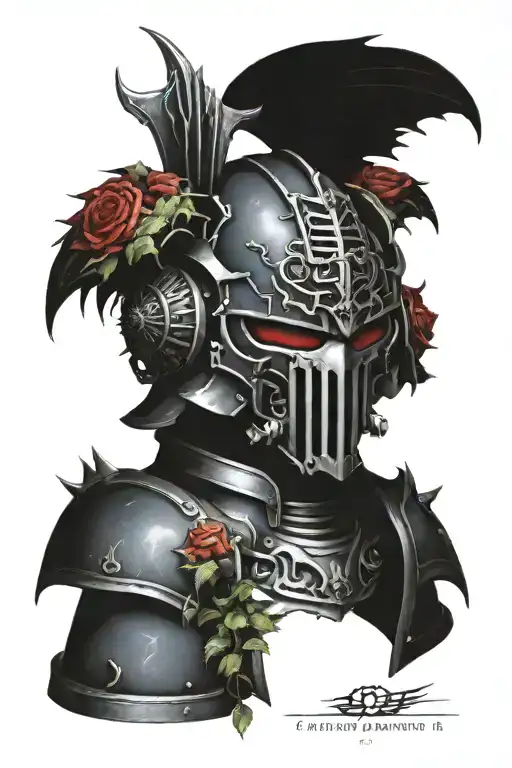 Warhammer 40K Night Lords Heavy Power Armour Helmet With Bat Wings And Twined With Thorny Rose Vines