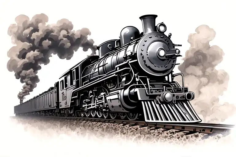 Steam Train Going On Tracks Fading