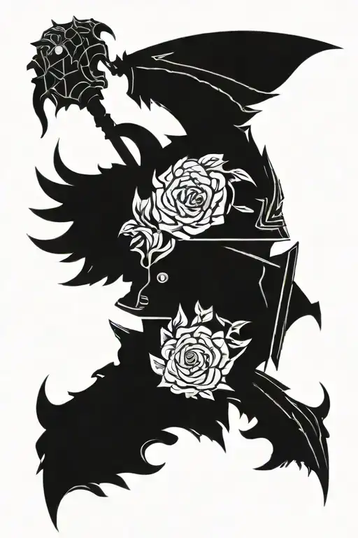 Warhammer 40K Night Lords Ornate Power Armour Helmet With Bat Wings Coiled With Vines And Roses