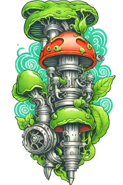 Green Grenade And Mushroom Combined Together