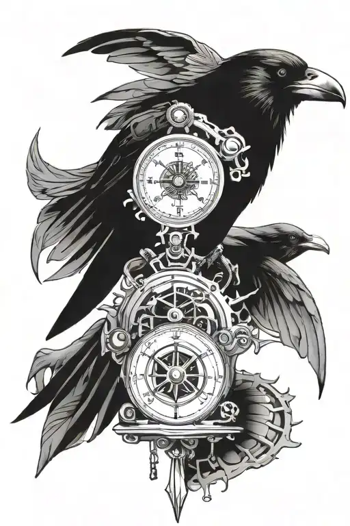 Crow With Compasses