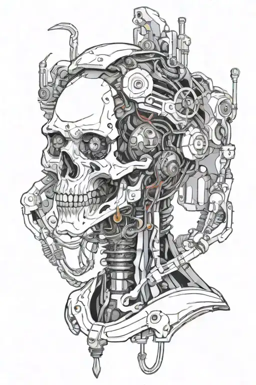 Humanoid Robot With Future Seeing Abilities And Skull Necklace