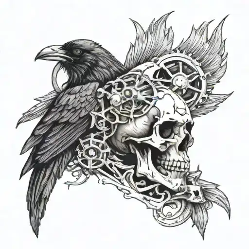 Raven With Skull And Jesus Christ