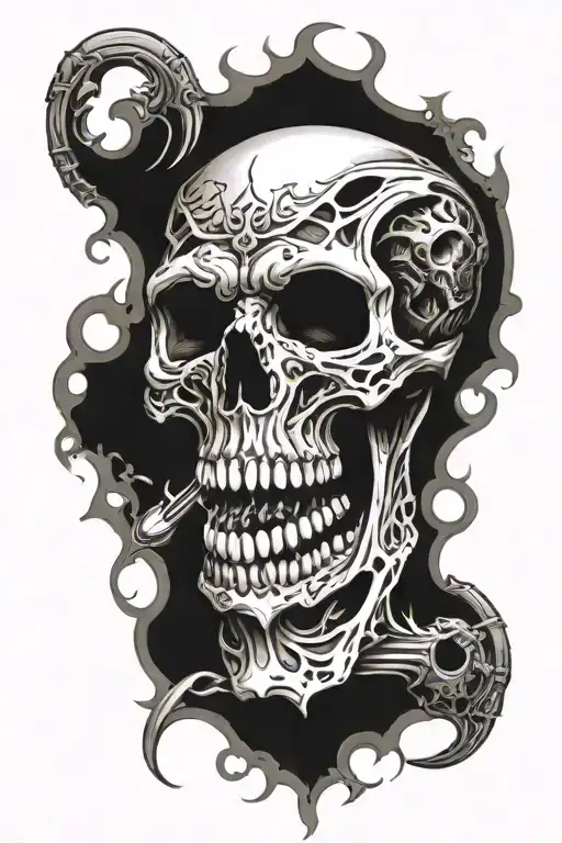 Demonic Skull With Momento Mori