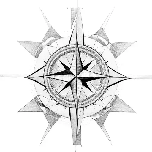 A Geometric Representation Of A Compass With Various Travel Symbols