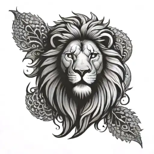 Lion Head And Scales Forming The Shape Surrounded