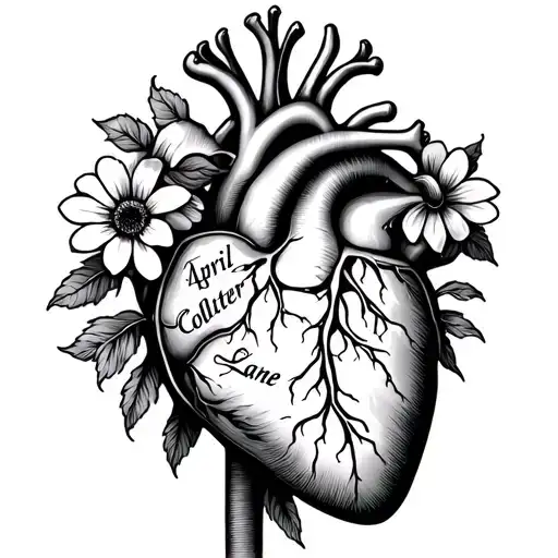 Right Sided Aorta Heart April Birth Flowers In Heart Vaccines With The Word Colter Lane In It