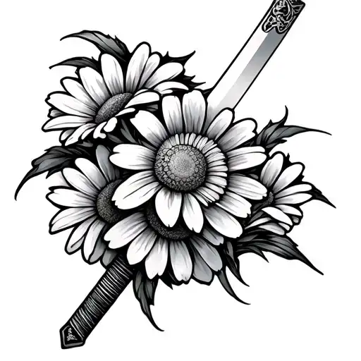 Japanese Sword With Daisy's