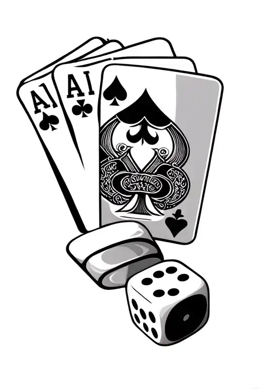 Poker Cards And Dice Rolling