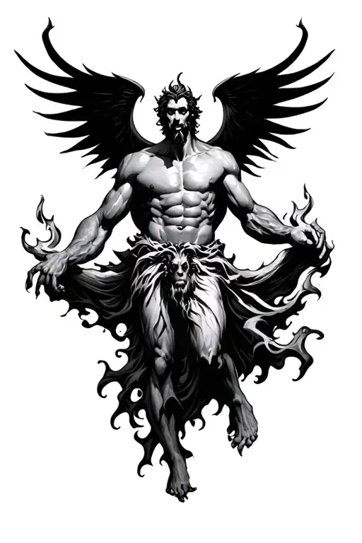 Lucifer Ruling Over Heaven Holding Black Flame