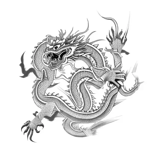A Chinese Dragon Wrapped Around An Undead Samurai's Katana