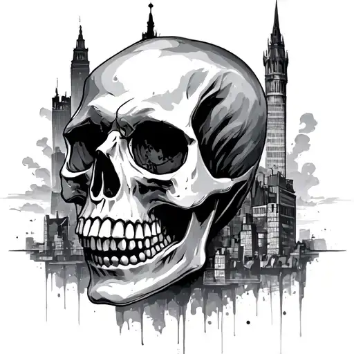 Skull Lyon Cityscape