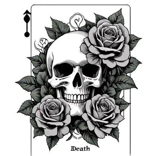 Skull With Roses Death Tarot Card