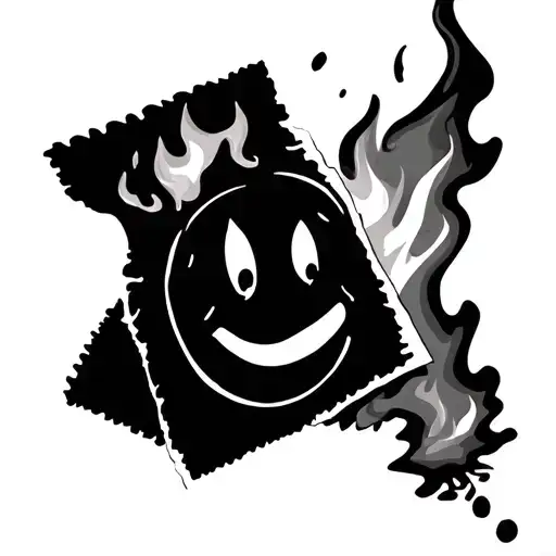 Smiley Face Burning Piece Of Paper With Anxiety On It