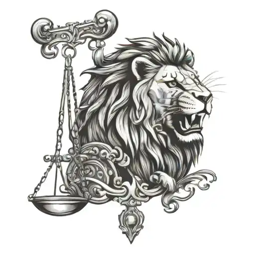 Lion Head Justice Scales
