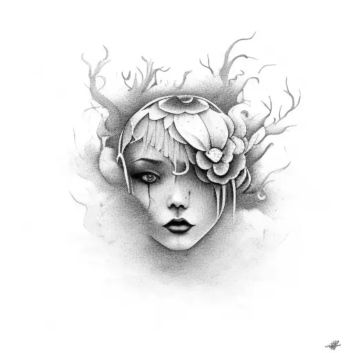 Depression Depicted As A Dark Cloud Transforming Into A Vibrant Flower