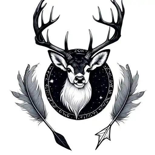 Deer Antlers Arrow Sagittarius Star Constellation Duck Feather