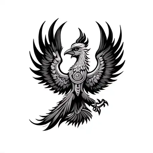 Phoenix Bird With Some Instance Of Shiva Trishul