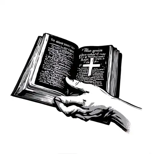 Hands Grasping Bible Book By The Side