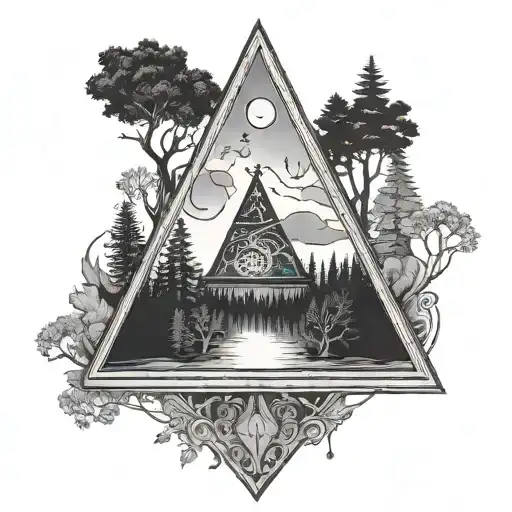Tarot Card Triangle Forest Night November