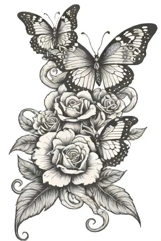 Flower With Snake And Butterfly