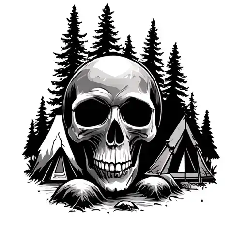 Skull And Camping Scene
