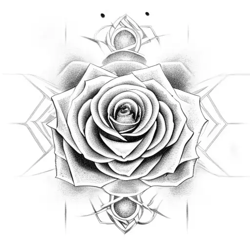 Ethereal Rose Intertwined With Esoteric Symbols