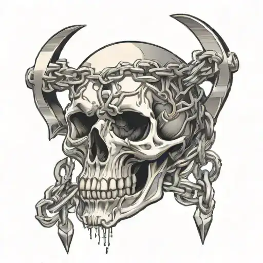 A Skull With Chains Weaving Through It